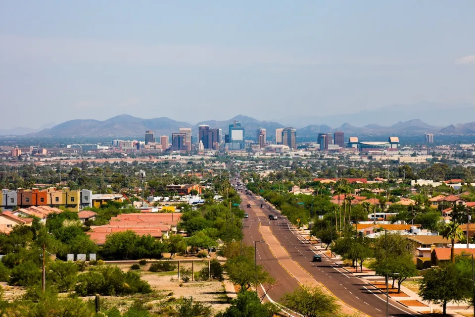 Aerial view of downtown Phoenix, Arizona.